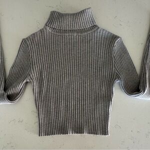 Love Tree Charcoal Ribbed Turtleneck Sweater